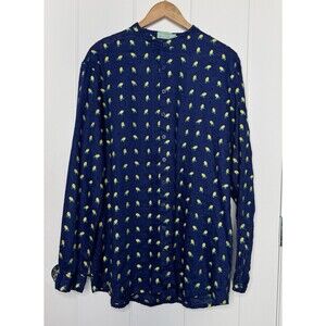 Lemon Embroidered Linen Blend Blouse Shirt L/XL Antica Sartoria Giacomo Cinque